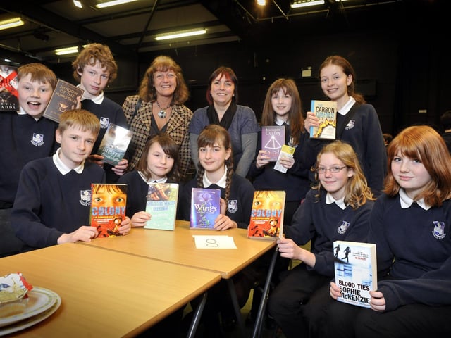 Eskdale School pupils and staff at the Yorkshire Coast Book Awards, from left, back, Ben Pearce, Ben Lewis, teacher Christine Landers, librarian Jenny Dixon, Melissa Noble, Sophie Miocevich, front, Andrew Sneap, Annie-Rose Allison, Olivia Newton, Iona Smith, and Harley Clarkson.
100921a