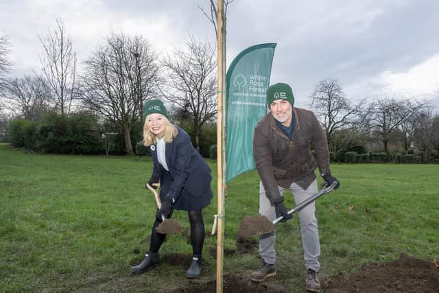 The Mayors of West Yorkshire and York and North Yorkshire plant an oak tree to mark the occasion on Woodhouse Moor in Leeds
