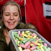 Chantel Stead of Pick Mix Gift  preparing the sweets.
picture: Richard Ponter