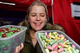 Chantel Stead of Pick Mix Gift  preparing the sweets.
picture: Richard Ponter