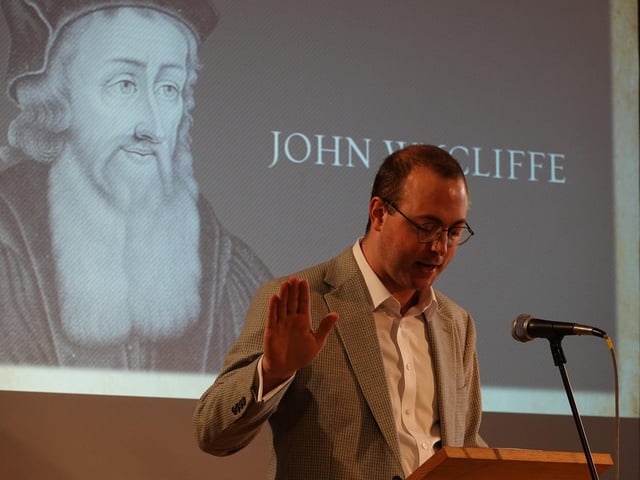 Historian Dr. Harry Spillane with his talk on William Tyndale and the First English Bible at St Mary's Church