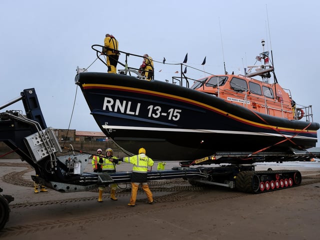 Scarborough lifeboat on south bay beach