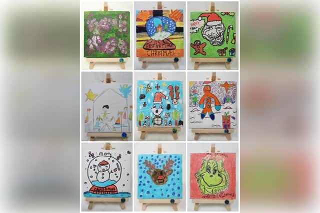 A collage of the mini masterpieces by pupils at Castleton and Glaisdale schools, on show at the Inspired By ... Gallery in Danby.