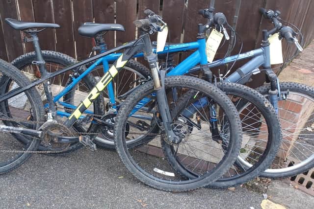 Three of the bikes waiting to be reunited with their owners.
