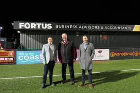 From left, Fortus' Richard Burnett, Boro chairman Trevor Bull and Fortus' James Levitt