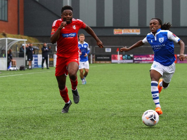 Boro's Kieran Weledji tries to outpace a Tonbridge rival.