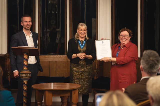Yvonne Harrison of WHISH (right) receives the Sheriff Award. picture: James Drury Photography