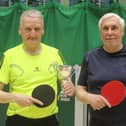 Chris Deegan, left, and Paul Senior, Brazil, winners of the Brid Table Tennis League 2024 International Doubles event. PHOTOS: TONY WIGLEY