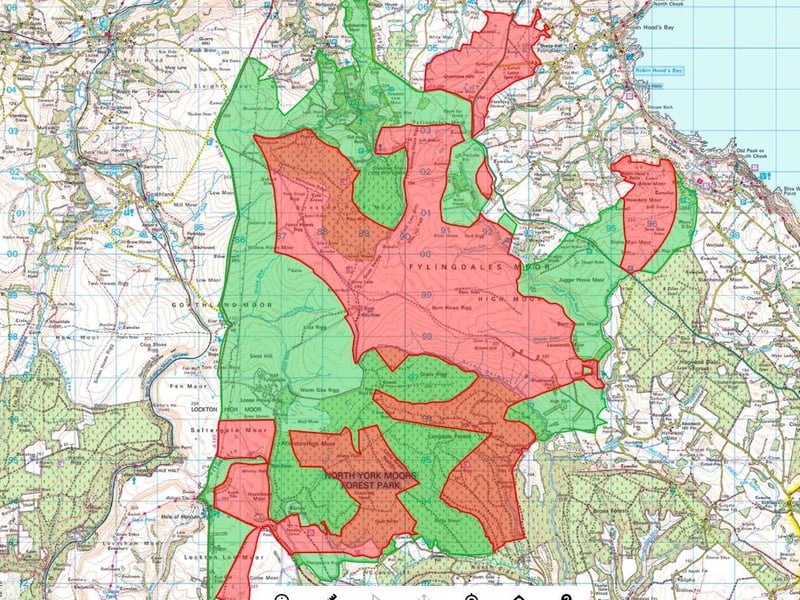 The areas in red show the places unexploded ordnance was most likely to be discovered.