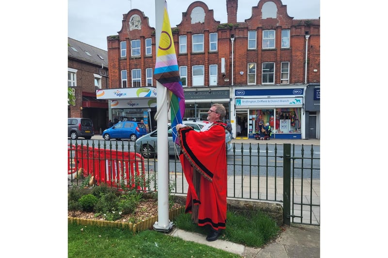 Bridlington's Mayor showed his support for the Pride event.