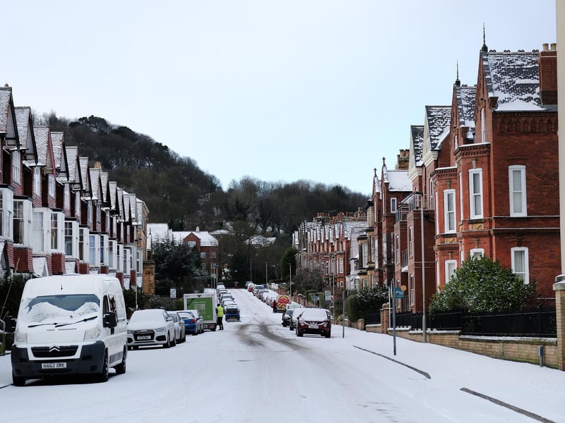 Snow covering the roads.