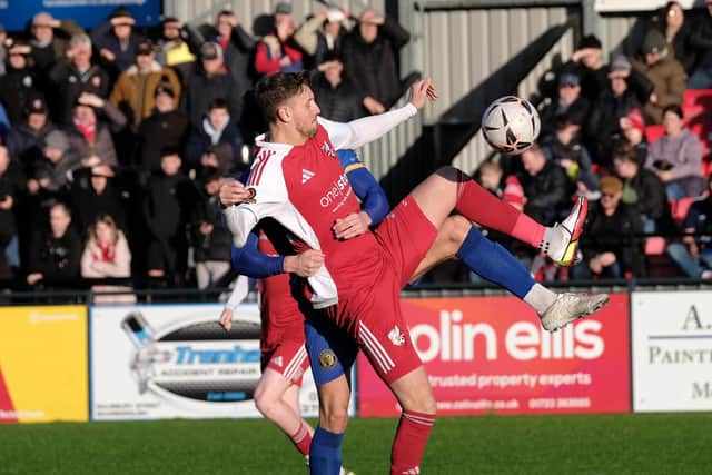 Scarborough Athletic earned a convincing 3-0 home win against Leamington on Saturday. Photo by Richard Ponter