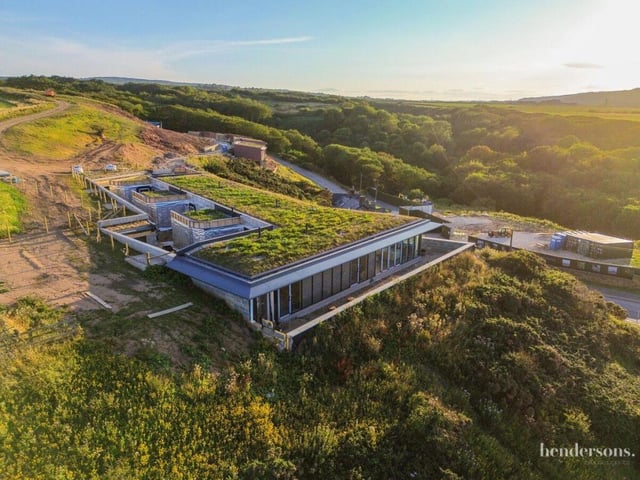 An aerial view of the two and three bedroom properties for sale.