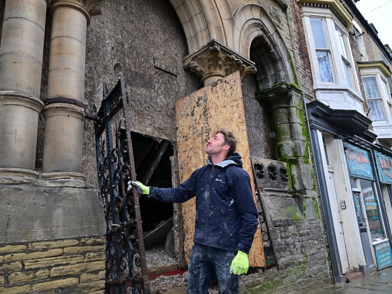 Jack Costigan outside the church