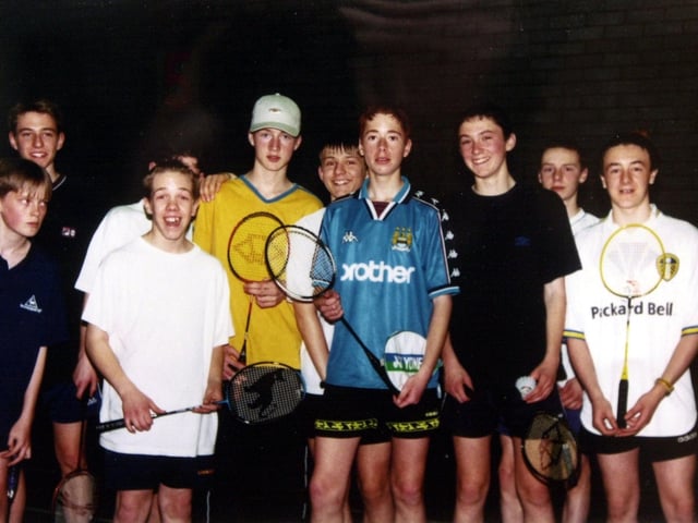Doncaster badminton tournament competitors: Matthew Gilliland, Thomas Chester, Graham Duffin, Marc Smith, Adrian Bonner, Stephan Wooldridge, Martin Steeper and Glenn Randall.