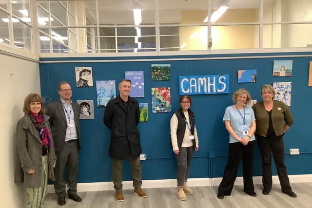 The opening of the new exhibition featuring work by CAMHS patients at Scarborough Library.