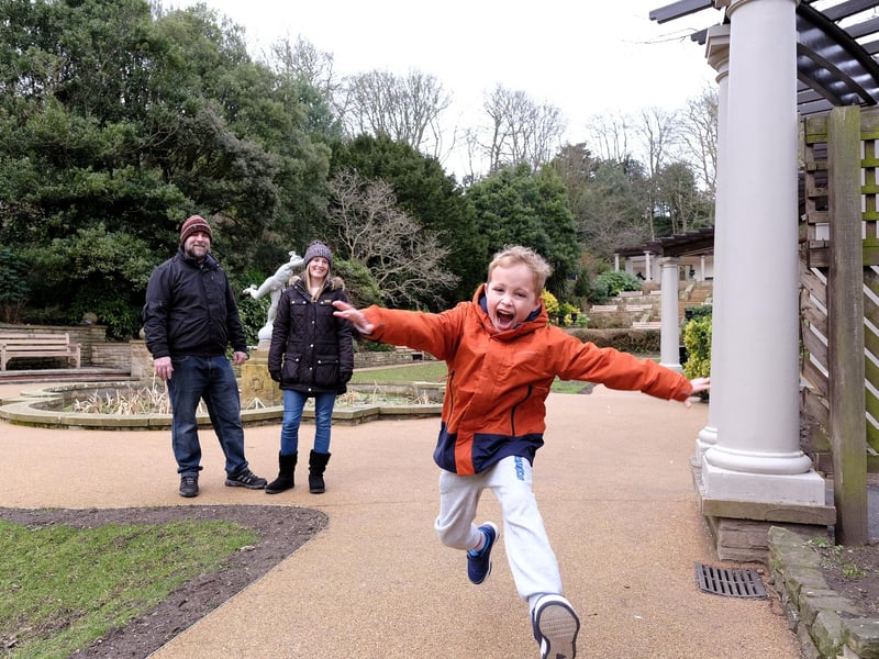 Anyone can enjoy South Cliff Gardens, as Oliver shows here with mum and dad.