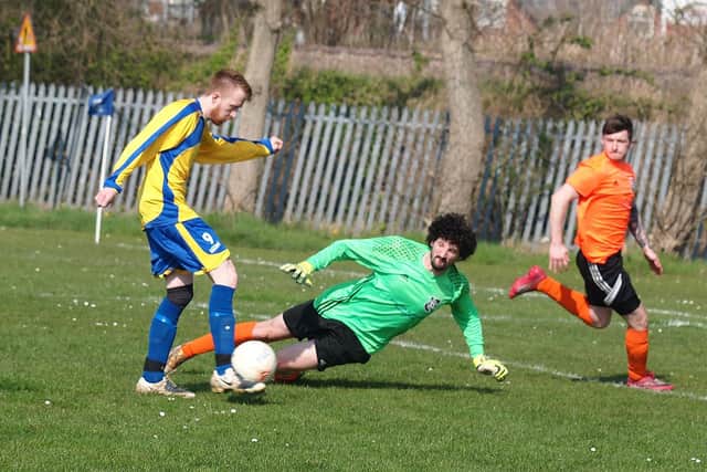 Filey's Joe Gage, left, scored twice as they fought back for a 3-2 win at Seamer.
