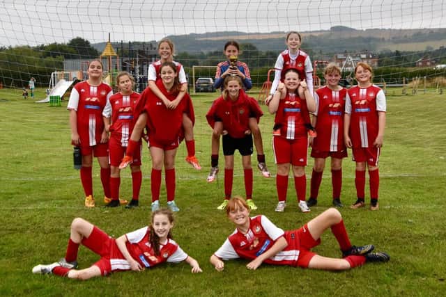 Scarborough Ladies Under-13s line up before their 2024-25 season opener against Strensall. PHOTO BY SARAH FARRAR