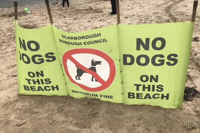 Warning signs are used across the coast during the seasonal dog beach ban.