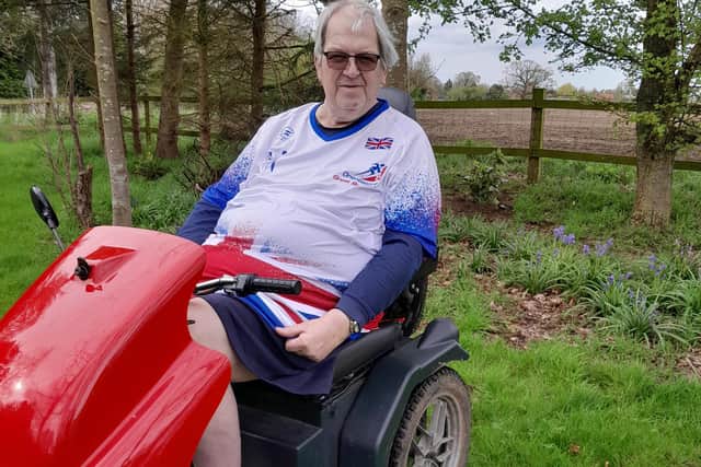 Peter Roberts on his Tramper Scooter