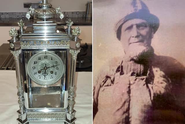 This handsome clock was presented to Former Bridlington Lifeboat Coxswain Richard Purvis in 1913.