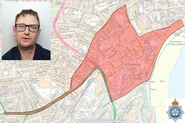 Coggins was ordered that he must no be in possession of an open container of alcohol in a public place other than on a licenced premise in the area of Scarborough as defined by the Public Space Protection Order map.