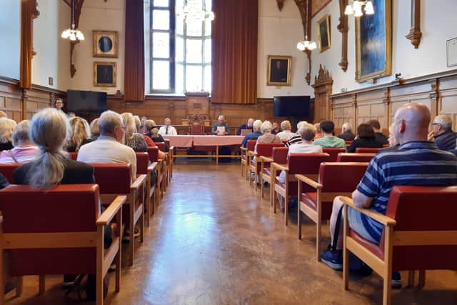 Town hall meeting on antisocial behaviour in Scarborough's South Cliff area 08.07.24. Courtesy Anttoni Numminen/LDRS
