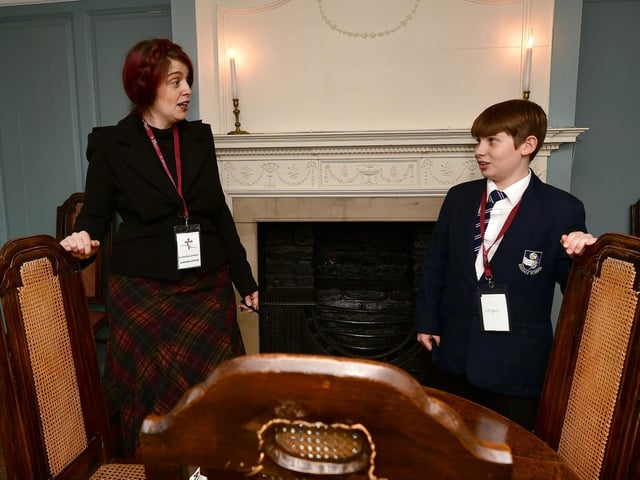 Dr Melissa Stanley chats to an Eskdale pupil.
picture: Richard Ponter.