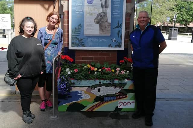 Pictured with the planter are Katie Gill from the Community Furniture Stores, Rachel Osborne from the YCCRP and Andrew Loxton from Northern.