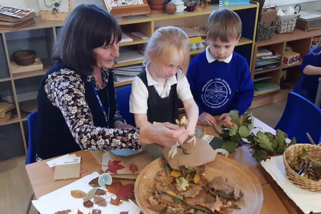 Youngsters at Sleights School enjoy activities in one of the new classrooms.