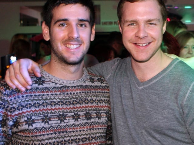 Pals Martin and Tom enjoying a night out in Soba.