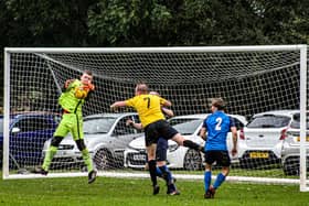 Action from Scalby's 1-0 home win against Edgehill Reserves in the Scarborough FA Harbour Cup. PHOTOS BY ALEC COULSON
