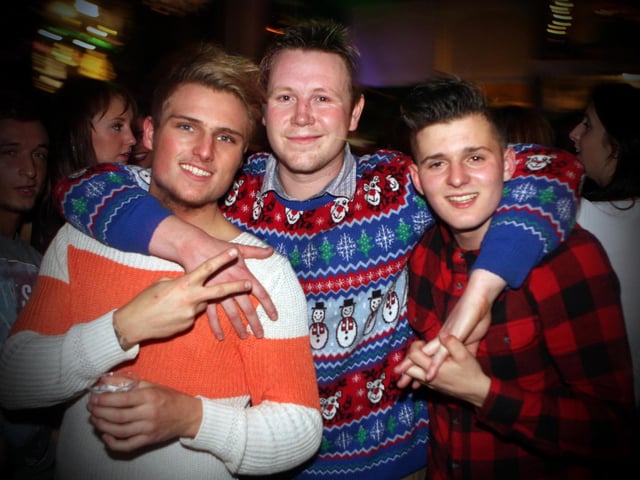 Byron, Azza and Solomon on a lad's night out in the Barbican