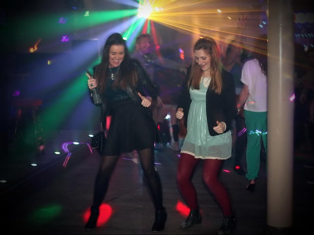 Lauren and Roseanne owning the dance floor in Quids Inn.