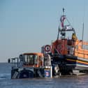 Bridlington RNLI all-weather boat Anthony Patrick Jones launching. Photo: RNLI/Mike Milner