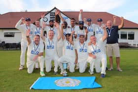 Luke Jarvis, front, second from left, celebrates the victory with his Yorkshire teammates.