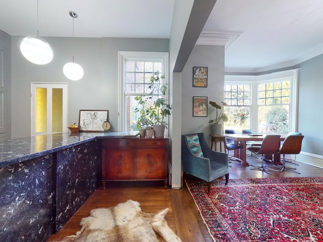 Part of the kitchen, which is open to the lounge and dining areas on the ground floor.