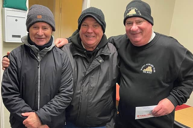 From left, Whitby Merit winner Ian Richardson, Whitby's Emmo Emmerson and runner-up Kenny Wale.