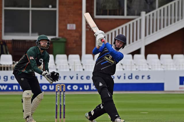Centurion Clarke Doughney launches a six into the west stand.