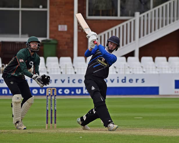 Centurion Clarke Doughney launches a six into the west stand.