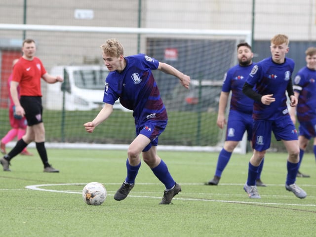 Bridlington Rovers Pandas players watch as one of their teammates push on against Club Atletico de Bransholme.