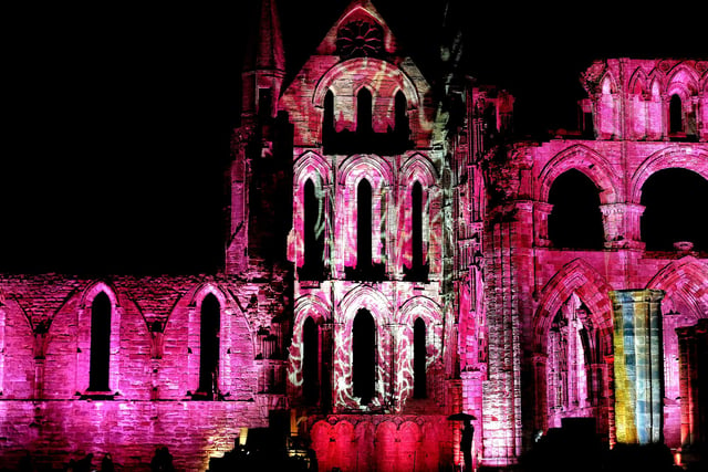 Whitby Abbey takes on a pink look, to be seen from miles around.
picture: Richard Ponter