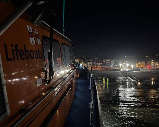 Scarborough Lifeboat being recovered on the South Bay