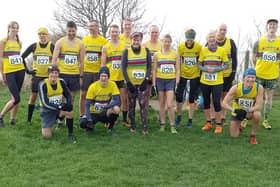 The Scarborough Athletic Club team line up at the East Yorkshire Cross Country League finale at Sewerby.