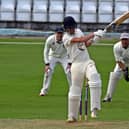 Scarborough 2nds batter Brad MIlburn pulls to leg.