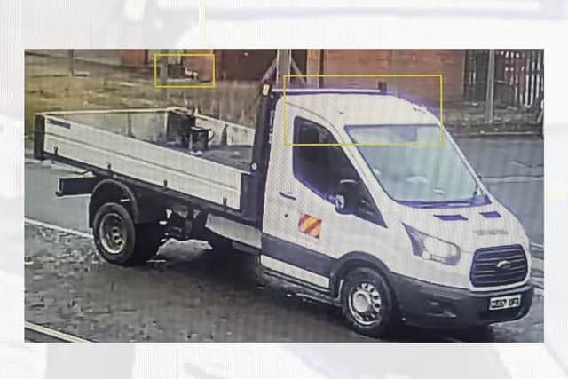 The men were believed to be in a white Ford Transit Tipper truck on false plates. Photo: Humberside Police