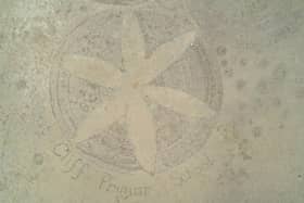 Aerial view of the artwork by West Cliff School children.