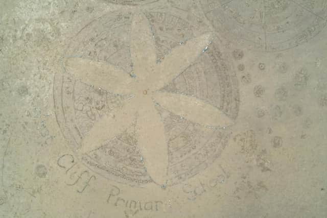 Aerial view of the artwork by West Cliff School children.