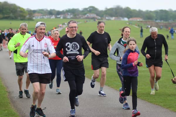 Brid Road Runners Jason Pointez, white shirt, and Graham Lonsdale (black t-shirt) tackle Saturday morning’s Sewerby parkrun. PHOTOS BY TCF PHOTOGRAPHY